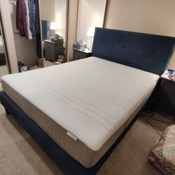 Queen Size upholstered Bedframe with Ikea  haugesund mattress