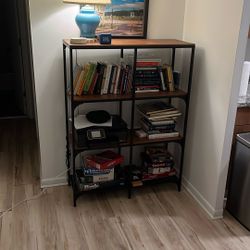 Industrial 4-Tier Bookshelf – Wood & Metal Open Shelving Unit