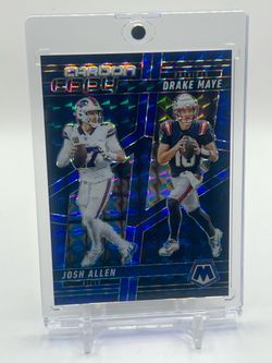 2025 Panini Mosaic Carbon Copy Josh Allen Drake Maye /99 Blue Prizm No.CCO-14