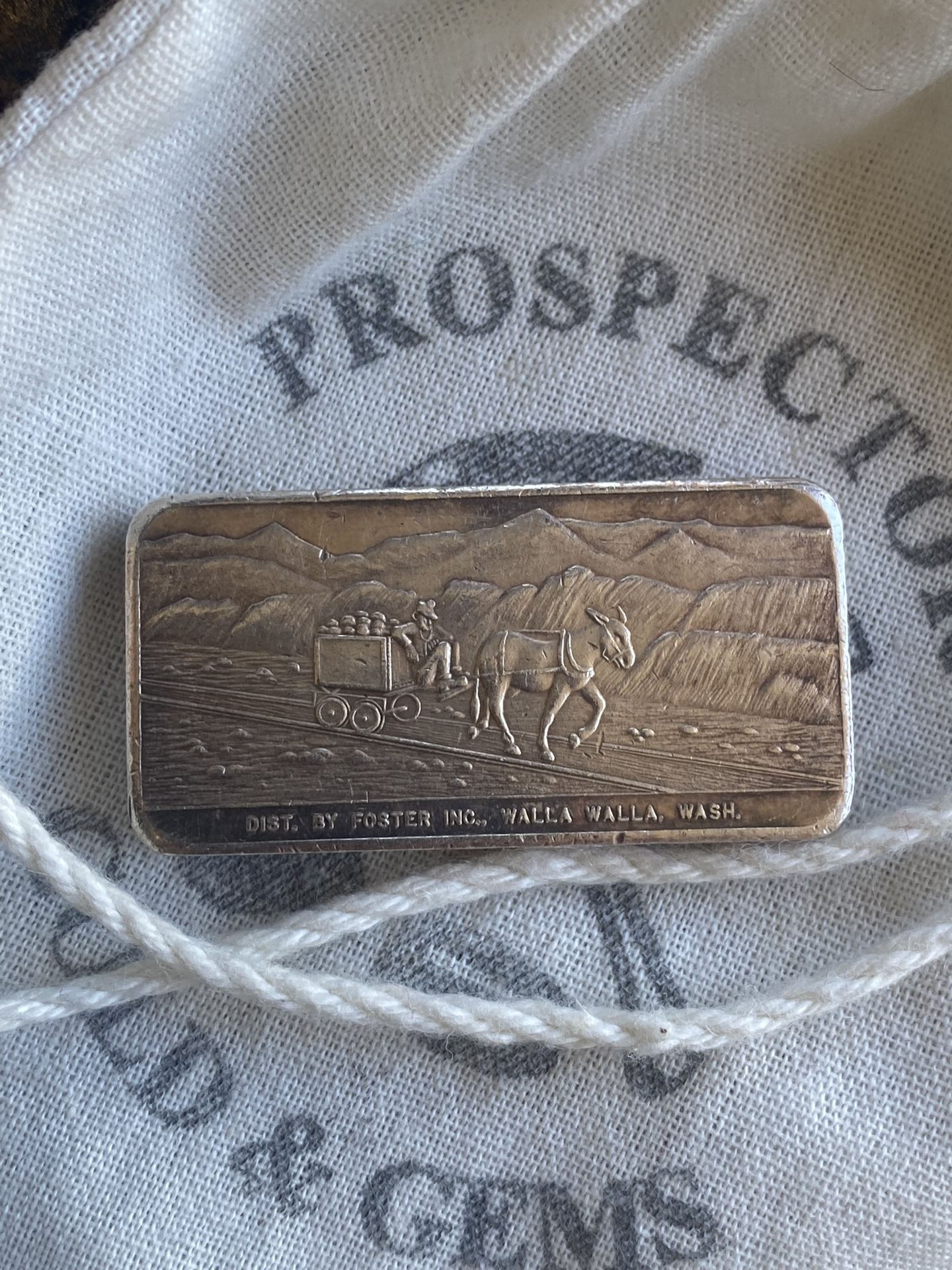 1969 Foster Inc Walla Walla WA Heclai Wallace Idaho 3oz FINE Silver art bar & prospector sculpture /satchel included