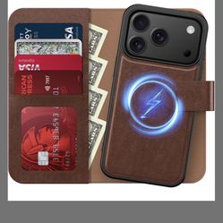 LUHOURI For IPhone 17 Pro Max Case Wallet - Wireless Charging Compatible Detachable Flip Folio Leather Cover - RFID Blocking 4 Card Slots - Protective