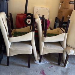 Cream Leather Dinning Chair