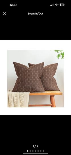 Pack of 2 Decorative Bulap Linen Throw Pillow Covers 18”x18”- Dark coffee