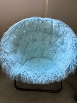 Teal Round Fuzzy Chair