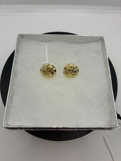 BRAND NEW 10KY Round Nugget Stud Earrings