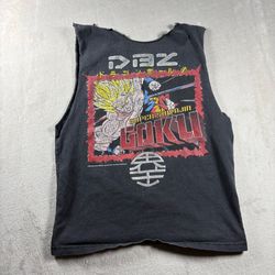 Vintage Dragon Ball Z T Shirt Mens S/M Black Super Saiyajin Goku Rare Cut Off#5A
