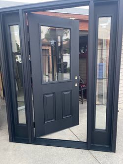New  door fiberglass size w64.1/2 h81./12 left hand Inswing $2550