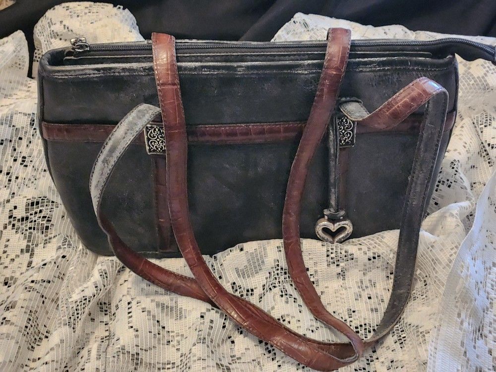 Vintage Brighton Leather Purse / Handbag #A 290316 Black And Brown Leather - Unused