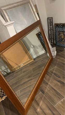 Large Mirror with heavy wood frame