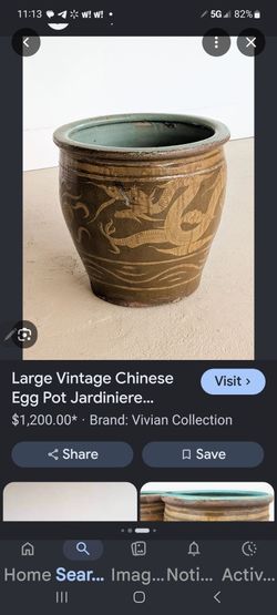 Large Vintage Chinese Dragon Ceramic Pot