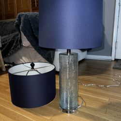 Glass Table Lamp With Blue Shade 