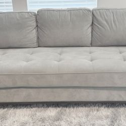 Matching Gray Velvet Sofa and Loveseat Set