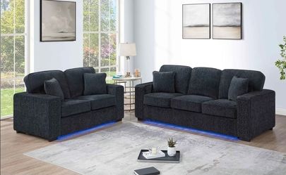 NEW! 2-Pc Sofa Set With Built-In LED Lights Sofa & Loveseat