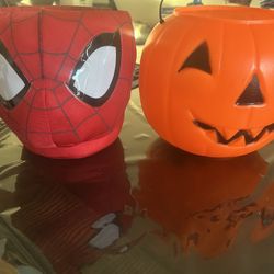 🎃🕷️ Halloween Trick-or-Treat Basket Set – Pumpkin + Spider-Man
