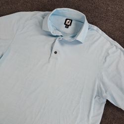 FootJoy FJ Golf Polo Shirt Light Blue Mens L Short Sleeve Performance