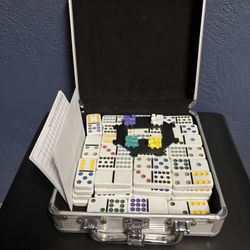 Mexican Train Domino Set W/ Aluminum Case - Double 12 - Complete Game