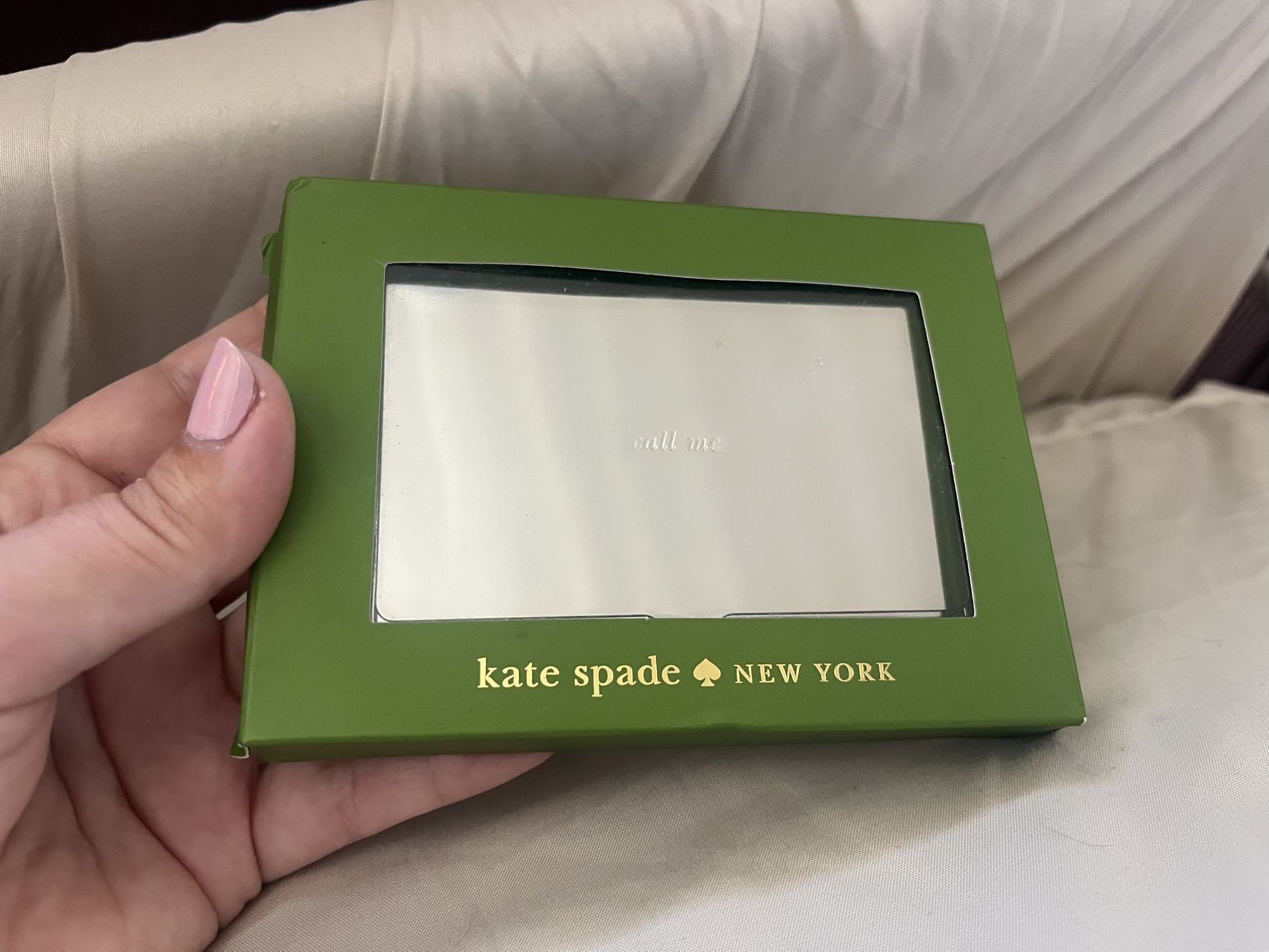 Kate Spade Lenox Silver Street Call Me business card holder NEW hard to find