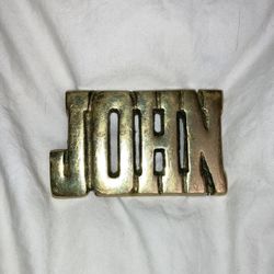 Brass belt buckle - JOHN