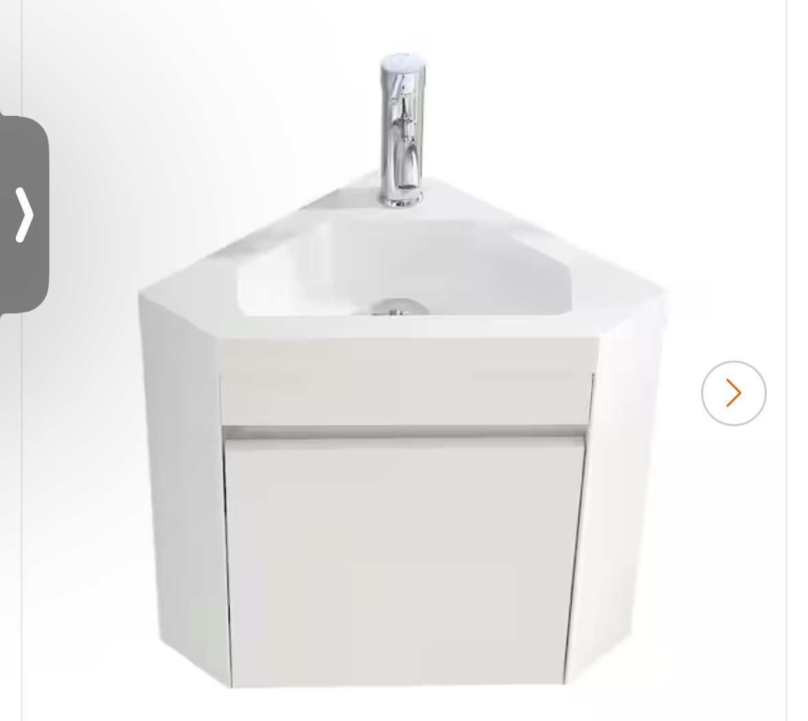 15.75 in. W x 15.75 in. D x 19.49 in. H Corner Bath Vanity in White with White Top with White Sink