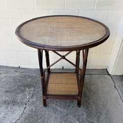 Vintage bamboo and rattan accent table in excellent condition