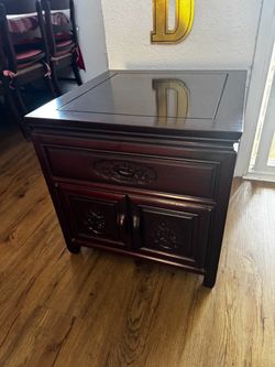 Vintage Chinese Rosewood End Table with Cabinet