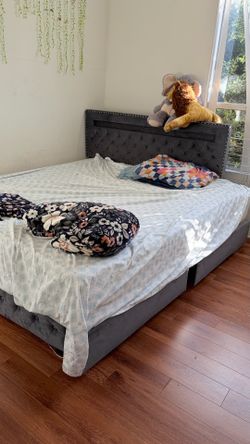 Modern Upholstered Bed Frame + Memory Foam Mattress – $250 OBO