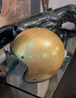 Vintage 2001 Fulmer V2K Gold Metallic Flake Open Face Motorcycle Helmet