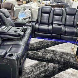 New 🐍$10 Down Payment Finance ✳️Party Time Power Reclining Sofa And Loveseat ✳️ Delivery Available 