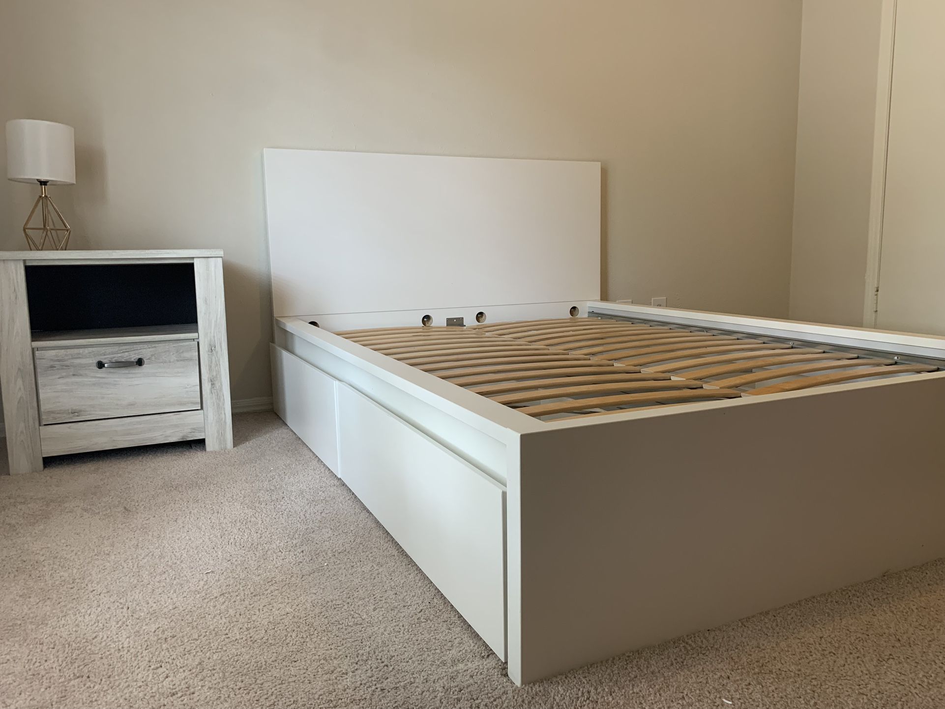Full Size Bed Frame 4 Sliding Door Storage