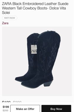 Zara Suede/Leather Cowgirl Boots size 6/36