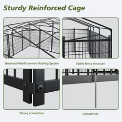 Large Dog Kennel Outdoor Pet Pens Dogs Run Enclosure Animal Hutch Metal Coop Fence with Roof Cover. 9.62'L x 9.35'W x 6.18'H.