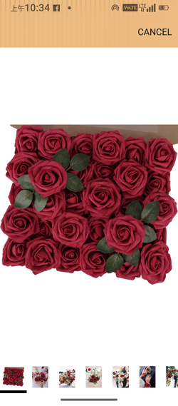 30pcs Real Looking Red Foam Artificial Roses with Stems, Fake Rose Flowers for DIY Wedding Bouquets Bridal Shower Centerpieces Home Party Tables Valen