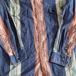 VTG Lone Roo Roper Western Shirt Mens M