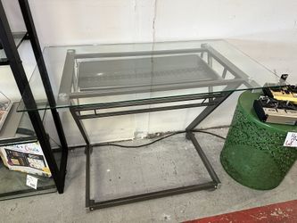 Glass Desk with Metal Frame