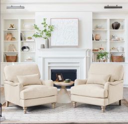 2X Warm Linen fabric filled with down foam accent chairs