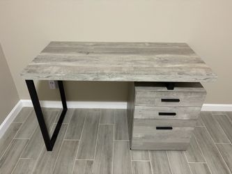 48" Grey 3-drawer Reversible Computer Desk