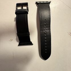 Black Leather Apple Watch Band 45mm
