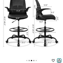 Primy Drafting Chair Tall Office Chair with Flip-up Armrests Executive Ergonomic Computer Standing D