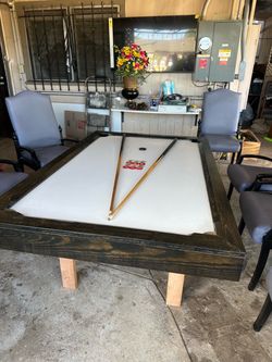 Solid wood pool table which can be converted to 6 seater dining table
