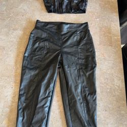 Leather matching outfit