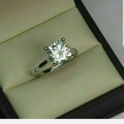 3.15 Ct Vvs1,Cushion Cut Near White Moissanite Diamond Silver Ring 6,7 & 8 US