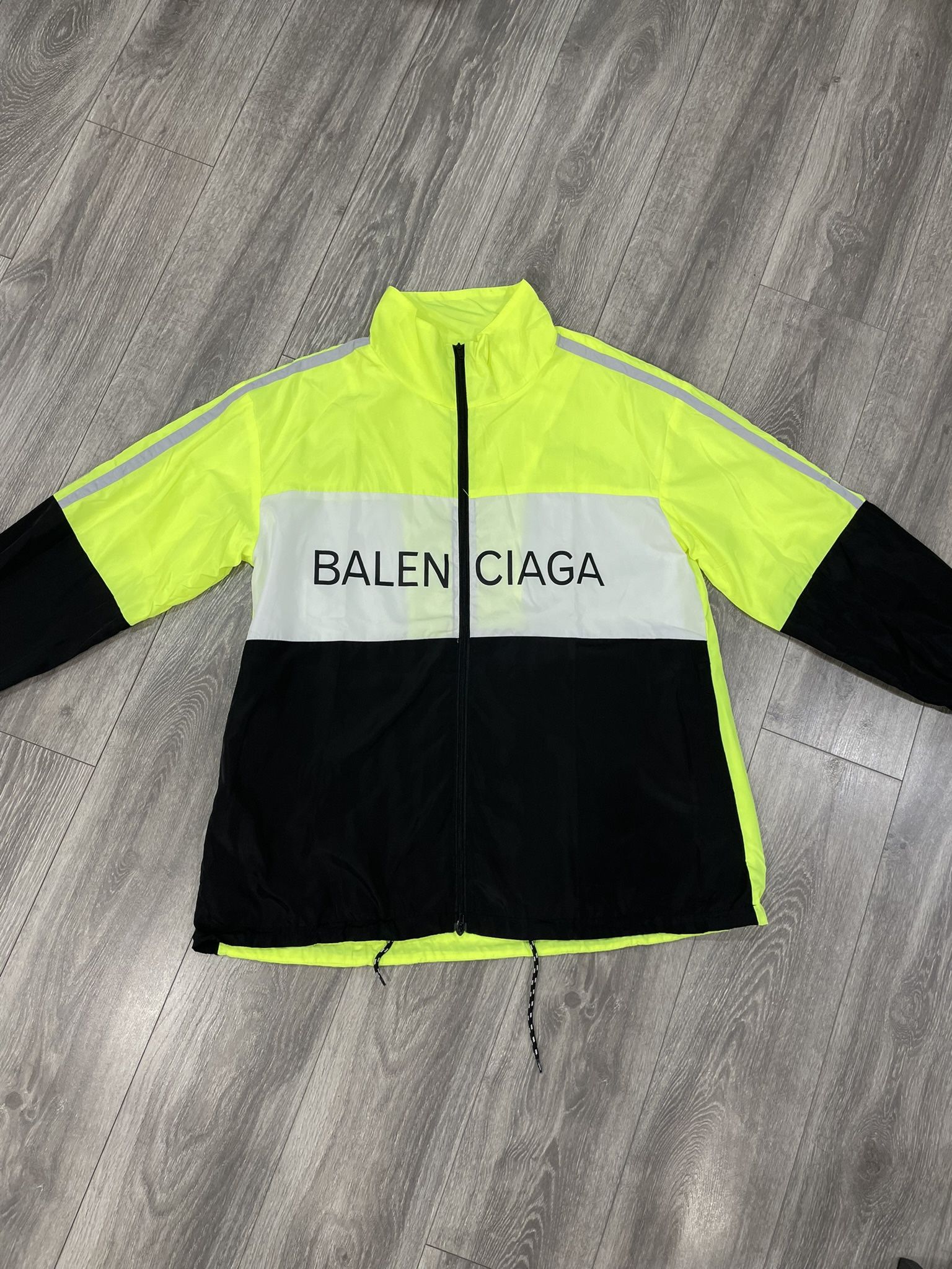 Men’s Balenciaga Windbreaker Jacket Neon Black 