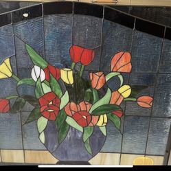Beautiful Stained Glass Fireplace Cover 