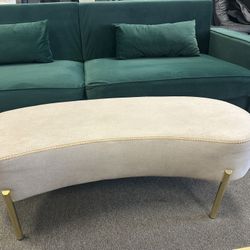 Ottoman Bench, Upholstered Modern Ottoman Bench with Gold Legs for Living Room, Bedroom