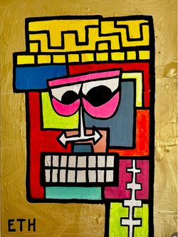 ETH Original Abstract Face Painting on Canvas