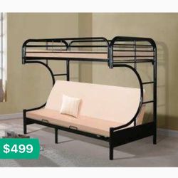 💥HUGE Blowout Furniture Sale!💥Black Metal Twin Futon BunkBed Brand New In Box! $50 Down Takes It Home Today!