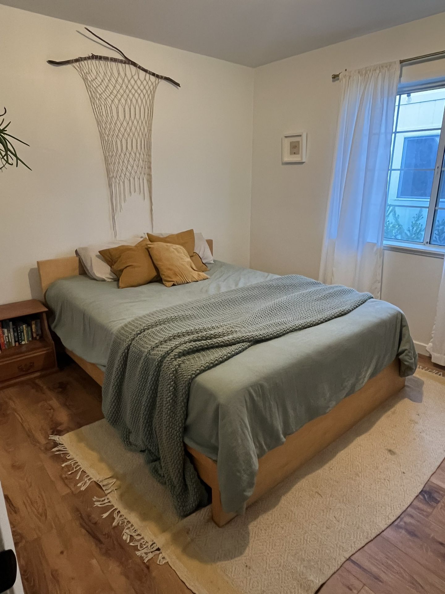 Bed frame, Queen Size Mattress, and Box Spring