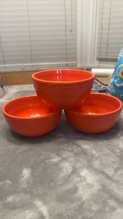Fiestaware Poppy Orange Bistro coupe cereal bowl-set of 3