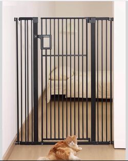 55’’ Extra Tall Cat Gate 29-43’’ Wide Pet Gate With Small Cat Door