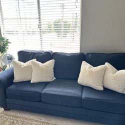 Blue Sofa, With Queen Size tempur-pedic mattress